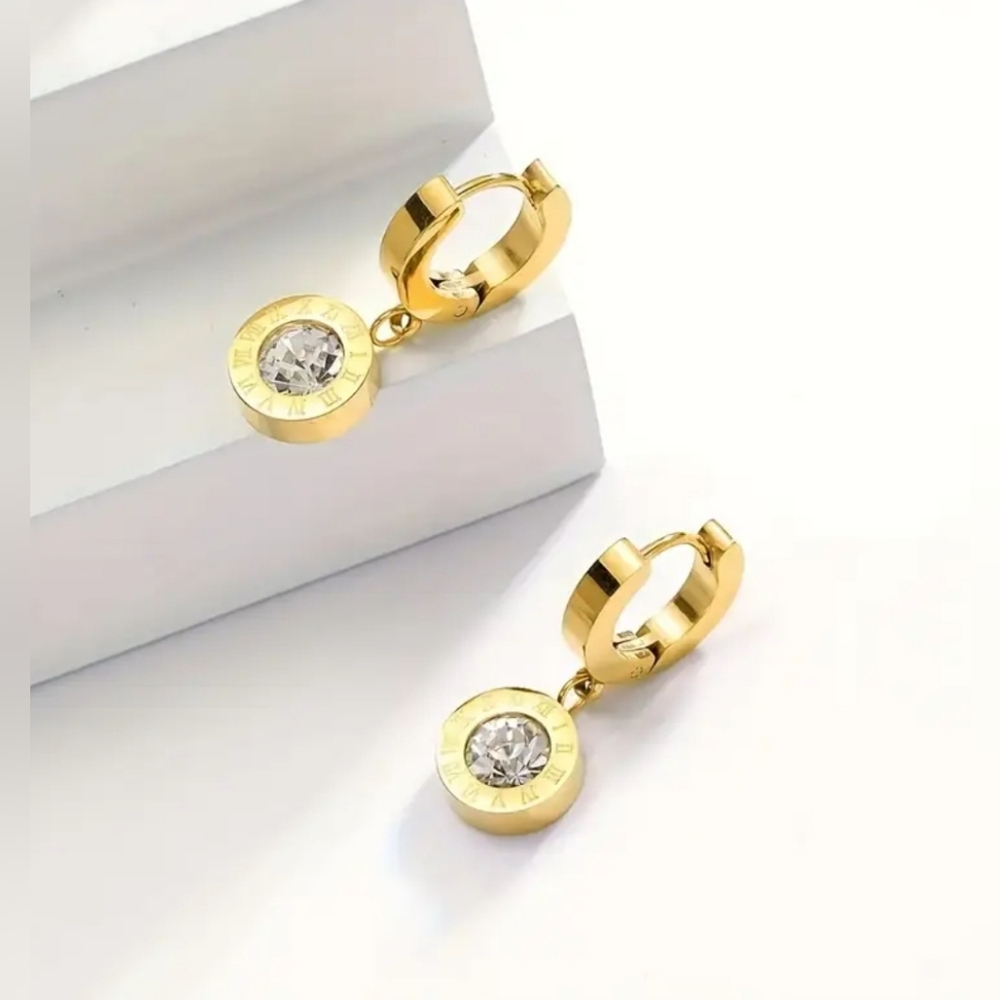 Stainless Steel Roman Numeral Earrings